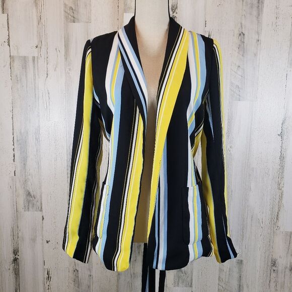 Halogen Lucinda Striped Belted Blazer Sz S - Picture 3 of 8
